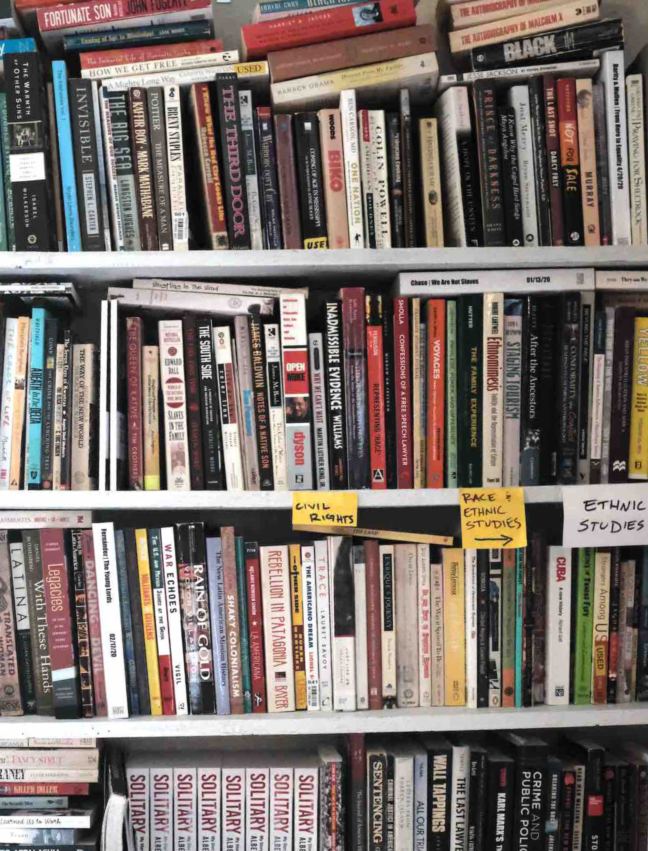 Image of a crowded bookshelf.